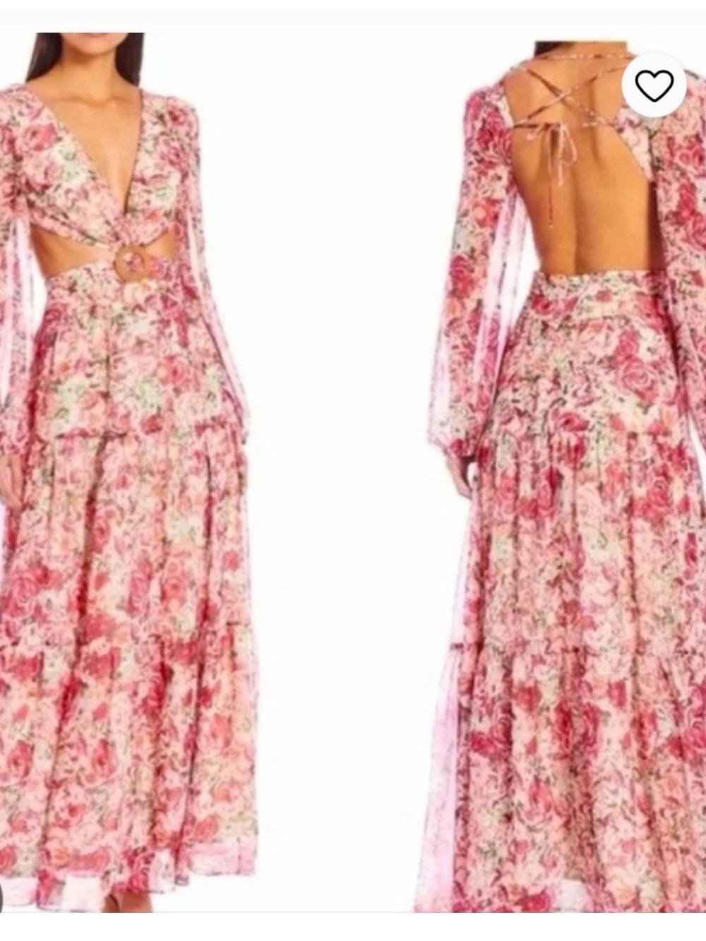 Gianni Bini Floral Pink Open-Back Maxi Dress